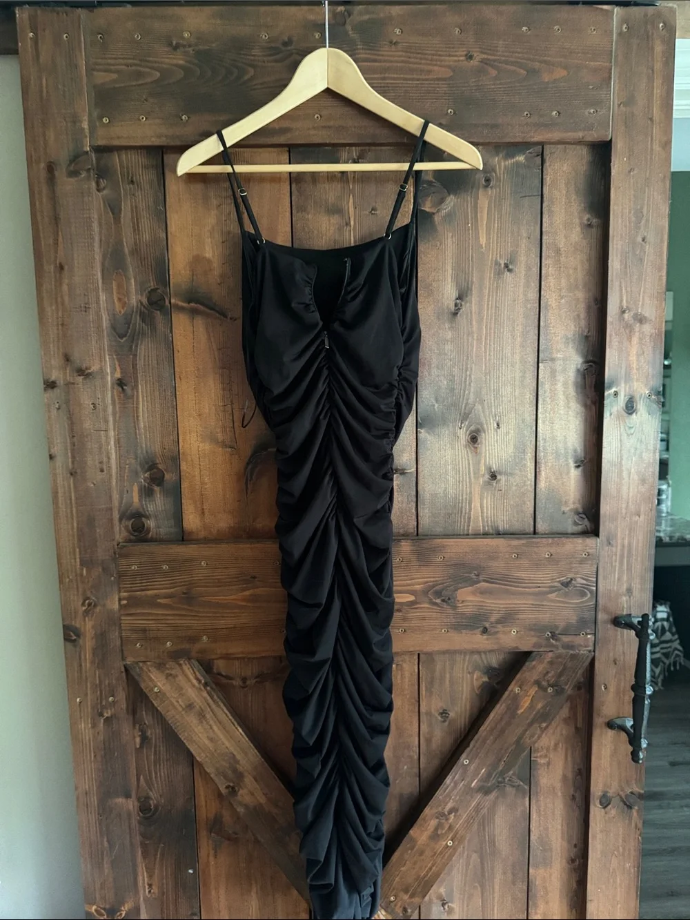 Michael Kors Black Ruched Maxi Slip Dress